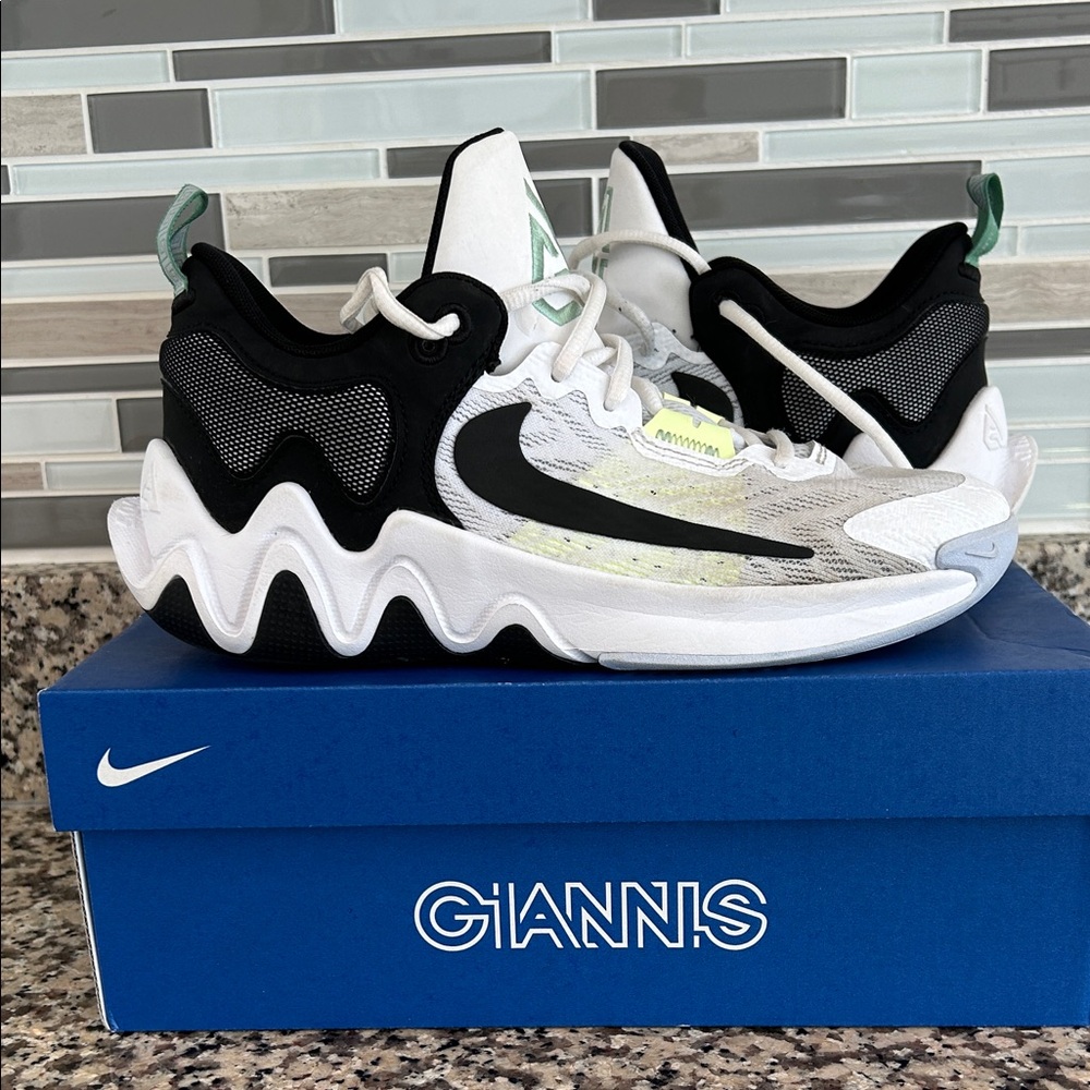 Nike Giannis Kids Sneakers - Black, White, and Green